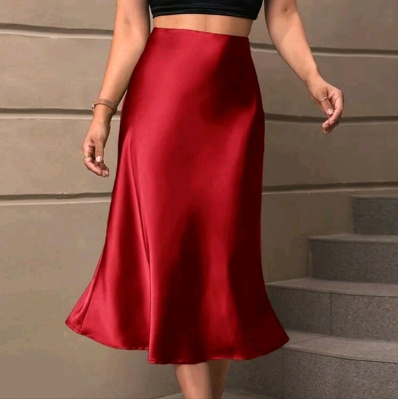 High Waist Satin Skirt - Picture 1 of 5